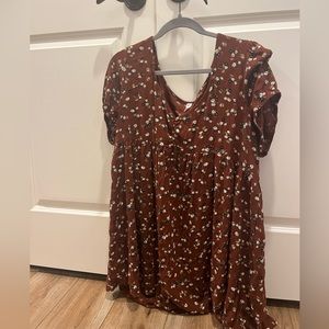 Women’s Brown Floral Baby Doll Dress